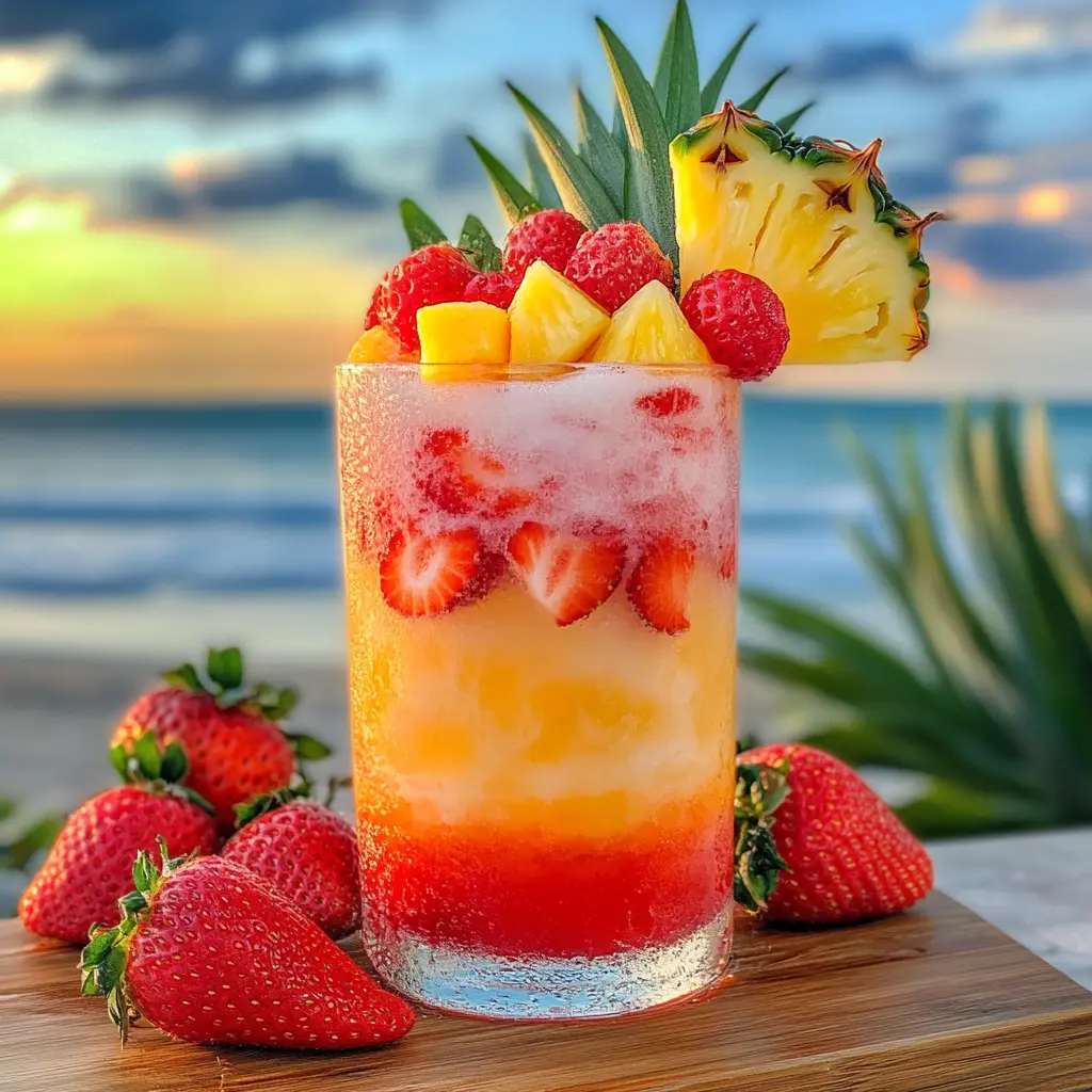 Strawberry Sunset Slam Mocktail